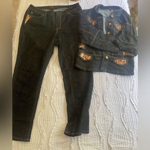 Ashley Stewart Dark Denim Jacket & Jean Set